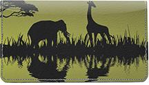 African Silhouettes Leather Checkbook Cover
