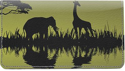 African Silhouettes Leather Checkbook Cover