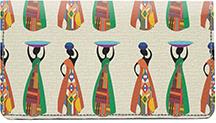 African Women Leather Checkbook Cover