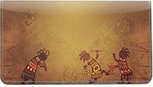 African Dancers Leather Checkbook Cover