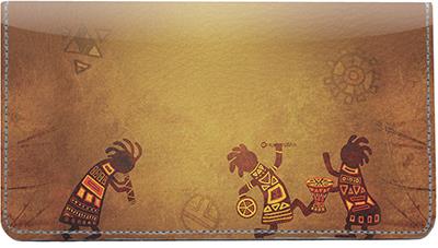 African Dancers Leather Checkbook Cover
