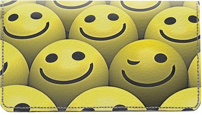 Smiley Faces Leather Checkbook Cover