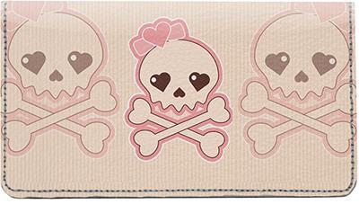 Girly Skulls Leather Checkbook Cover