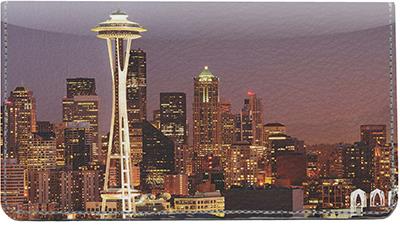 Night Skylines Leather Checkbook Cover