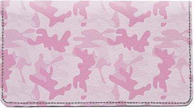 Pink Camo Leather Checkbook Cover