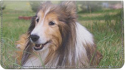 Shetland Sheepdogs Leather Checkbook Cover