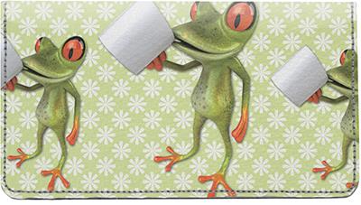 Funny Frogs Leather Checkbook Cover