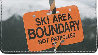 Skiing Leather Checkbook Cover