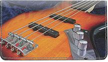 Bass Guitars Leather Checkbook Cover