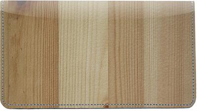 Wood Leather Checkbook Cover