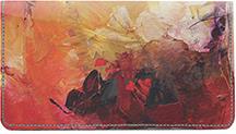 Painted Canvas Leather Checkbook Cover
