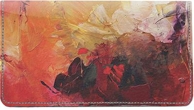 Painted Canvas Leather Checkbook Cover