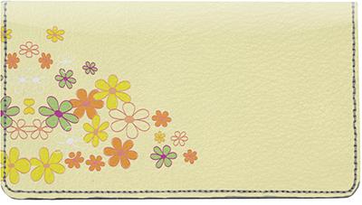 Hippie Flowers Leather Checkbook Cover