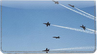 Jet Airplanes Leather Checkbook Cover