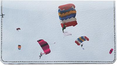 Parachuting Leather Checkbook Cover
