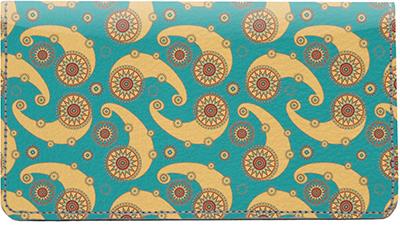 Golden Paisley Leather Checkbook Cover