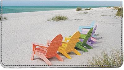 Summer At The Beach Leather Checkbook Cover