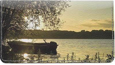 Lakeside Sunsets Leather Checkbook Cover