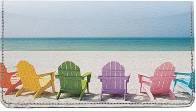 Relaxing On The Shore Leather Checkbook Cover