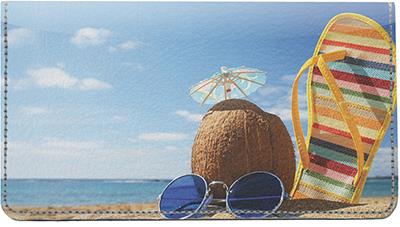 Summertime Fun Leather Checkbook Cover
