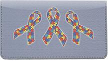 Autism Ribbons Leather Checkbook Cover