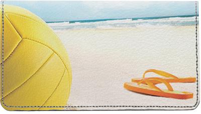 Beach Volleyball Leather Checkbook Cover
