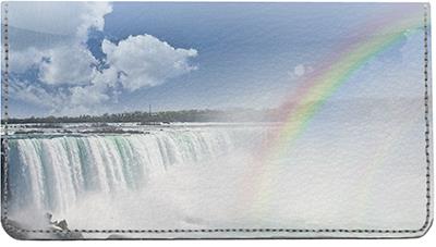 Waterfalls and Rainbows Leather Checkbook Cover
