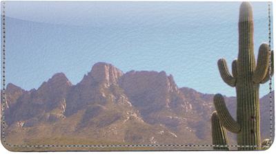 Desert Cacti Leather Checkbook Cover