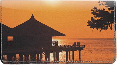 Bungalow Sunsets Leather Checkbook Cover