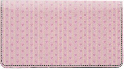 Pink Hearts Leather Checkbook Cover