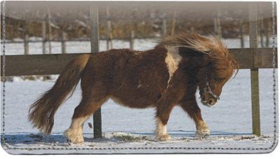 Shetland Ponies Leather Checkbook Cover