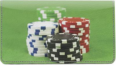 Poker Chips Leather Checkbook Cover