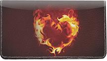 Burning Hearts Leather Checkbook Cover