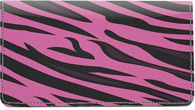 Pink Animal Prints Leather Checkbook Cover