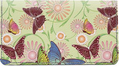 Delicate Butterflies Leather Checkbook Cover