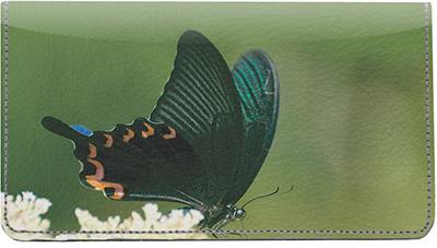 Black Swallowtails Leather Checkbook Cover