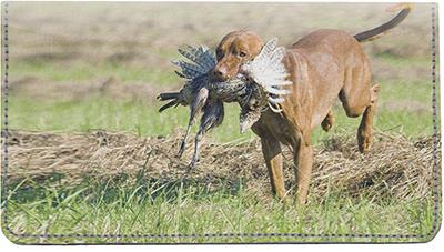 Hunting Dogs Leather Checkbook Cover