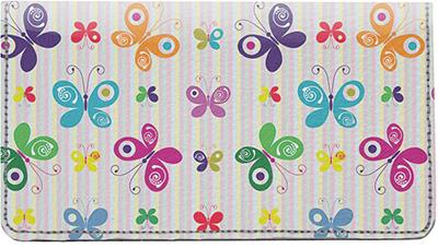 Playful Butterflies Leather Checkbook Cover