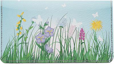 Butterflies In The Meadow Leather Checkbook Cover