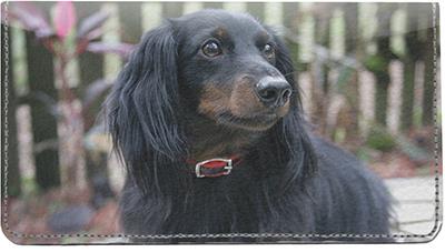 Dark Dachshunds Leather Checkbook Cover