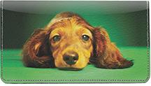 Adorable Dachshunds Leather Checkbook Cover