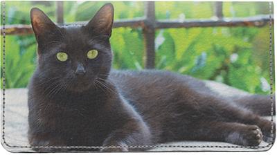 Black Cats Leather Checkbook Cover