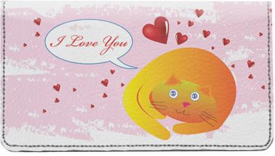 Kitty Greetings Leather Checkbook Cover