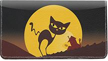 Cat Silhouettes Leather Checkbook Cover