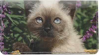 Kitty Basket Leather Checkbook Cover