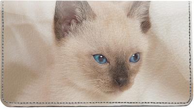 Siamese Kittens Leather Checkbook Cover