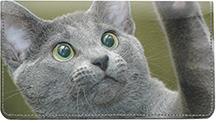 Russian Blue Cats Leather Checkbook Cover