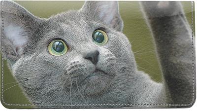 Russian Blue Cats Leather Checkbook Cover