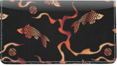 Artistic Koi Leather Checkbook Cover