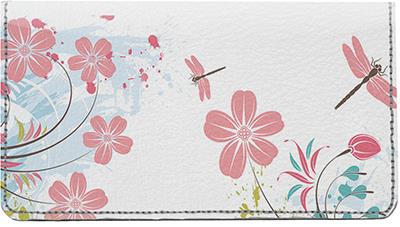 Vines and Dragonflies Leather Checkbook Cover
